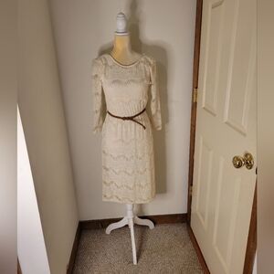 Chelsea Girl Women's Vintage Lace Dress w Belt - Size (6) - Excellent Condition